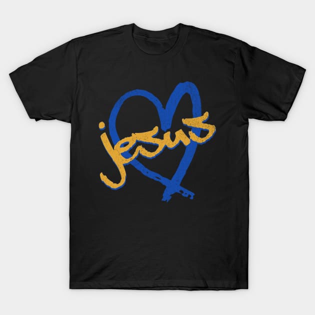 I Love Jesus Vintage 80's & 90's Blue and Dijon T-Shirt by Family journey with God